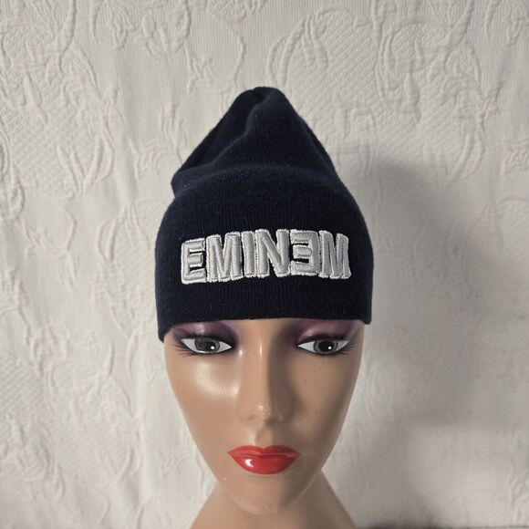 90s Eminem Black Beanie Hat Vintage Embroidered Collectable Streetwear